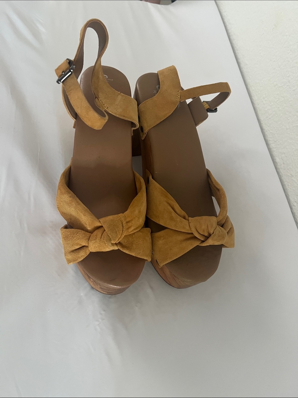 Women’s Knot Front Slingback Wedge Sandals - Tan
